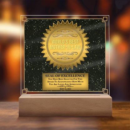 Mother-in-law Seal of Excellence Acrylic Plaque Mother's Day Gift - Mallard Moon Gift Shop