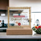 World’s Greatest Girlfriend’s Dad Certificate Acrylic LED Plaque – Funny & Respectful Father’s Day Gift from Daughter’s Boyfriend