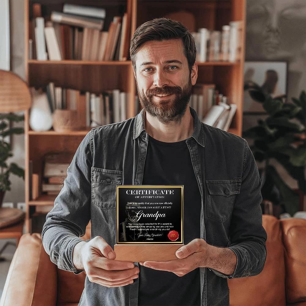 Certificate of Appreciation - The World's Greatest Grandpa Personalized Acrylic Plaque