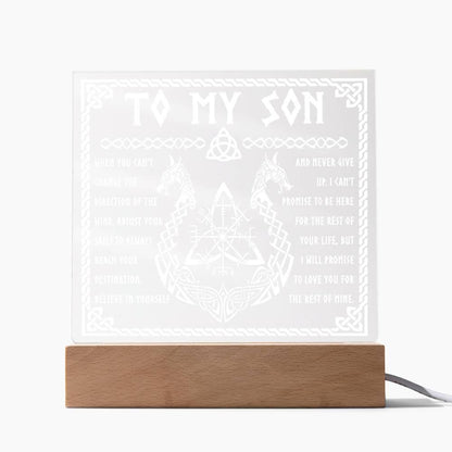 Gift for Son Inspirational Acrylic Plaque Never Give Up - Mallard Moon Gift Shop