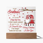 To My Soulmate Acrylic Plaque – Gnome Couple LED Light Gift | Romantic “I Found a Love” Christmas Keepsake