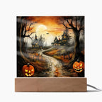 Twilight Terrace: Eerie Mansion Halloween Acrylic Plaque