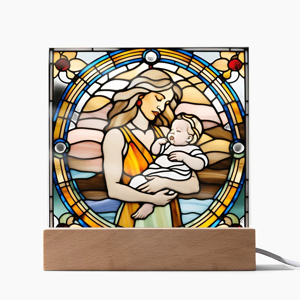 Guided by Love Stained Glass-Style LED Acrylic Plaque – A Beautiful Mother's Day or New Mom Baby Shower Gift