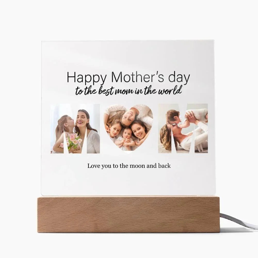 Custom MOM Photo Collage Acrylic Plaque Mother's Day Birthday Gift
