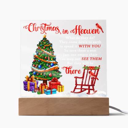 Christmas in Heaven Acrylic Plaque – Memorial LED Light Display | Comforting Holiday Remembrance Gift