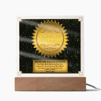 Mother-in-law Seal of Excellence Acrylic Plaque Mother's Day Gift - Mallard Moon Gift Shop
