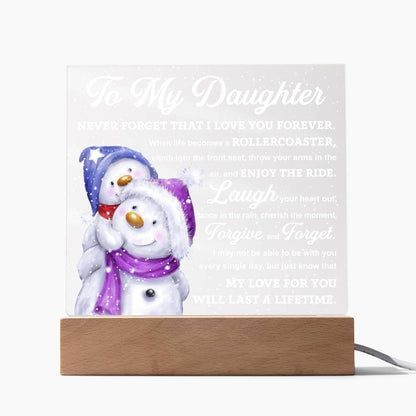 Daughter Gift - Enjoy The Ride Acrylic Square Plaque with LED Wooden Base - Mallard Moon Gift Shop