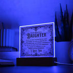 Daughter - Sweet Little Pumpkin Acrylic Square Plaque with Lighted LED Wooden Base