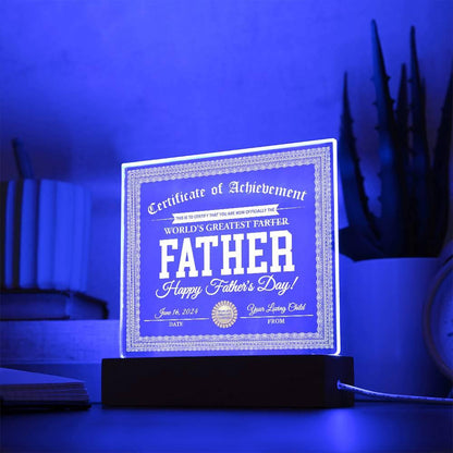 Dad Gift - World's Greatest Farter Funny Personalized Acrylic Plaque - Mallard Moon Gift Shop