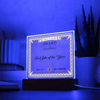 Gift for Dad Award of Excellence for Dad Joke of the Year Personalized Acrylic Plaque