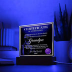Certificate of Appreciation - The World's Greatest Grandpa Personalized Acrylic Plaque