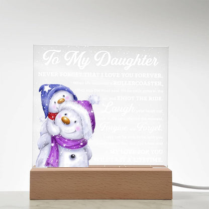 Daughter Gift - Enjoy The Ride Acrylic Square Plaque with LED Wooden Base - Mallard Moon Gift Shop