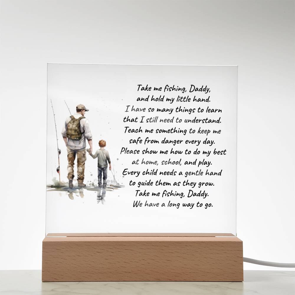 Father and Son Take me Fishing Daddy Personalized Acrylic Plaque - Mallard Moon Gift Shop