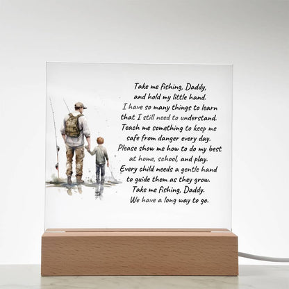 Father and Son Take me Fishing Daddy Personalized Acrylic Plaque - Mallard Moon Gift Shop