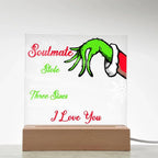 Soulmate Gift - Stole My Heart - Christmas Acrylic Plaque with Lighted LED Wooden Base