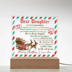 Daughter - Use Your Voice Christmas Acrylic Square Plaque with LED Wooden Base