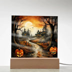 Twilight Terrace: Eerie Mansion Halloween Acrylic Plaque