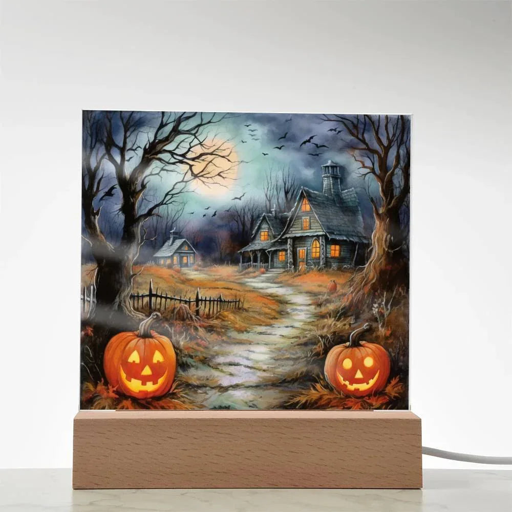 Mystic Mansion: The Perfect Acrylic Plaque Decor for All Hallow's Eve