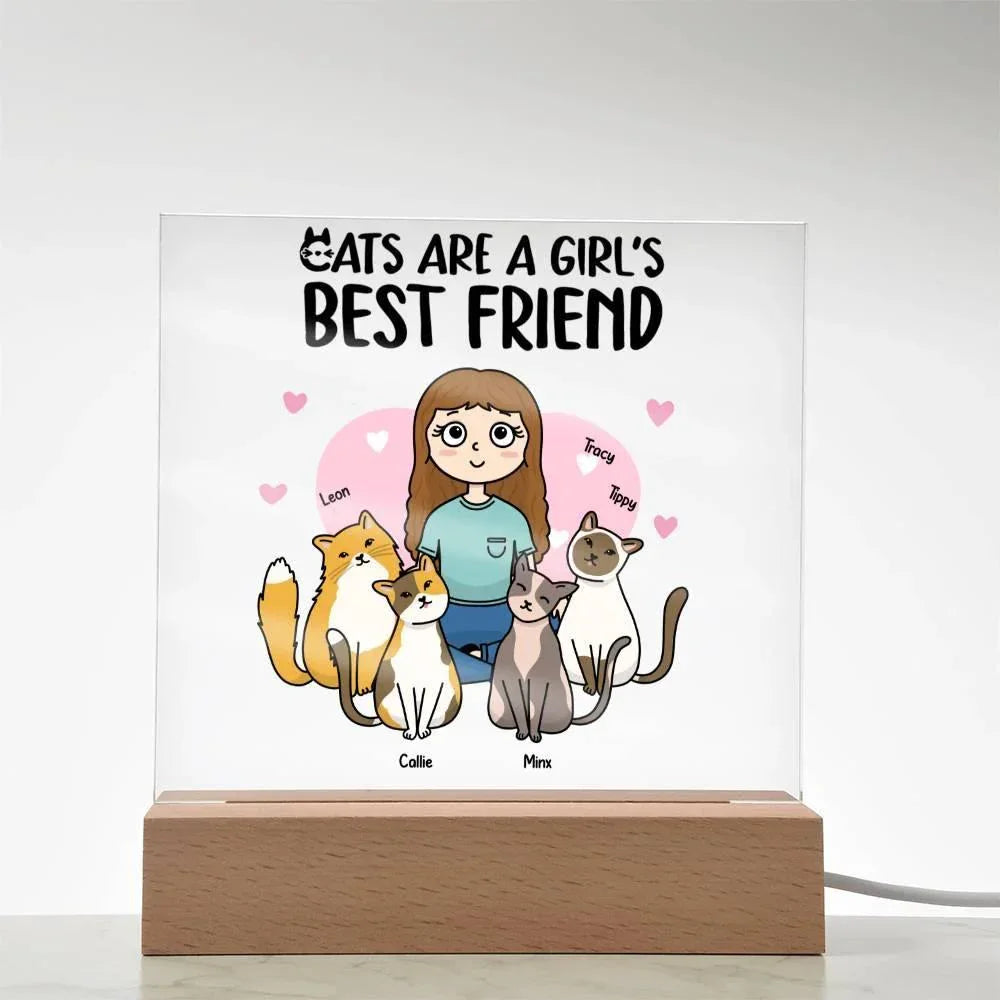 Cats are a Girl's Bet Friend Personalized Acrylic Plaque