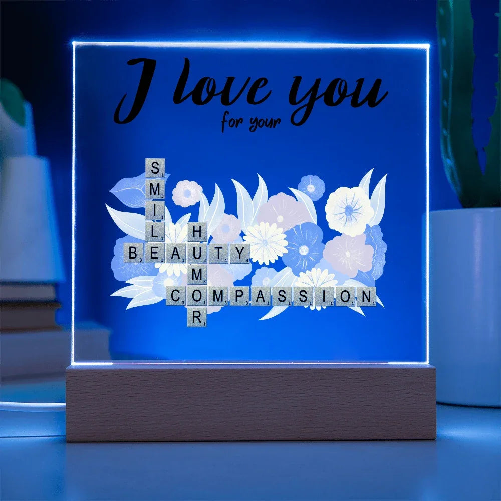 Personalized Crossword Puzzle Acrylic Plaque - Valentine's Day, Anniversary, Birthday Gift for Soulmates