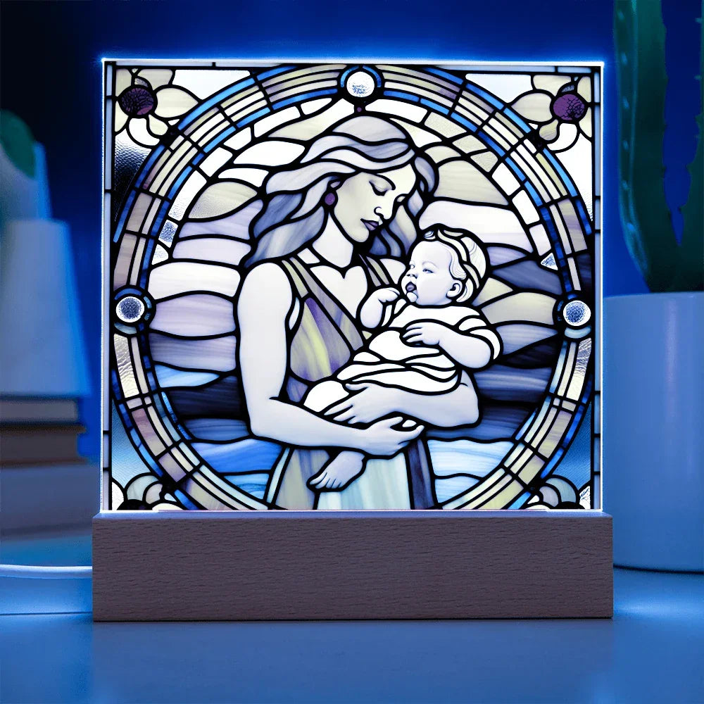 Guided by Love Stained Glass-Style LED Acrylic Plaque – A Beautiful Mother's Day or New Mom Baby Shower Gift