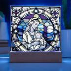 Forever Cradled Stained Glass Style LED Acrylic Plaque – A Touching Tribute for New Moms and Baby Celebrations