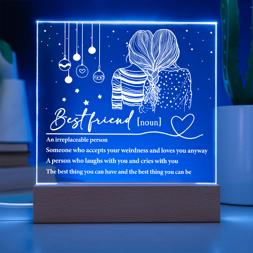 Best Friend Definition Acrylic Plaque – Friendship LED Light Gift | Thoughtful Christmas, Birthday Present for Bestie, Sister, or Soulmate