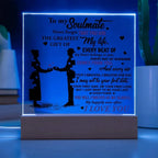 Soulmate - Every Beat of My Heart Acrylic Plaque with Lighted LED Wooden Base