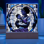 Black Mother and Baby Stained Glass Style LED Acrylic Plaque – A Powerful Tribute for New Moms and Mother's Day