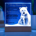 To My Mama Bear Acrylic Plaque – Polar Bear LED Light Gift | Heartfelt “Always and Forever” Keepsake for Mom