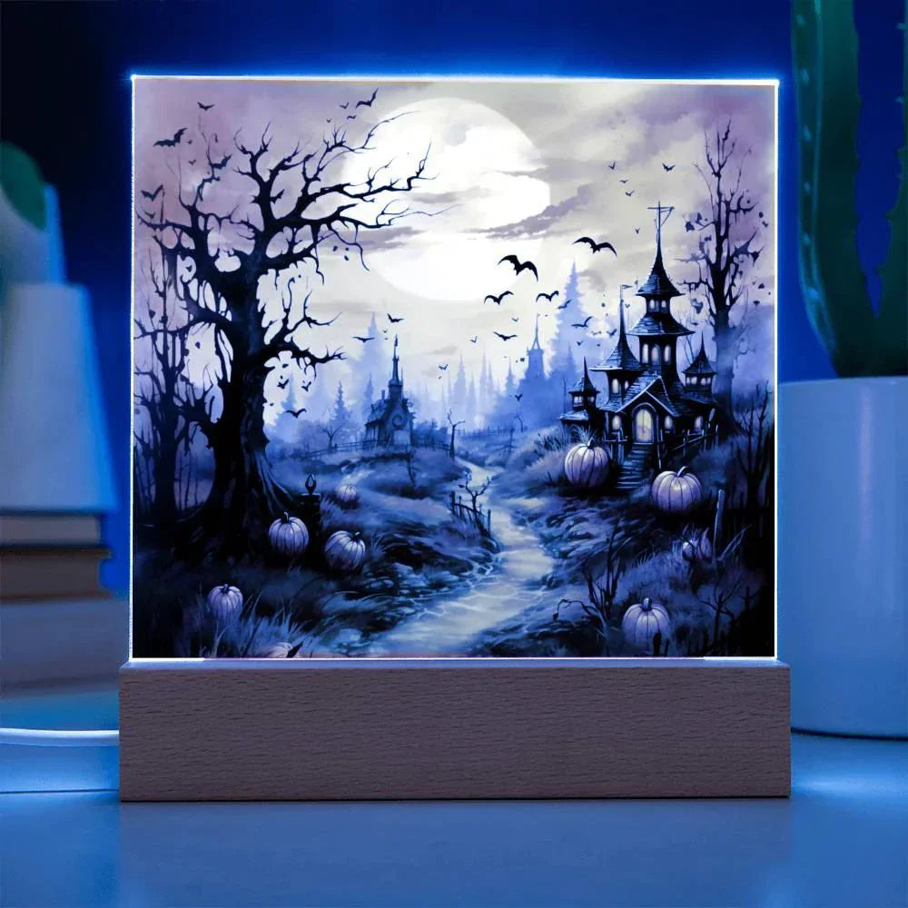 Eerie Mansion Estate: Acrylic Plaque Halloween Decor