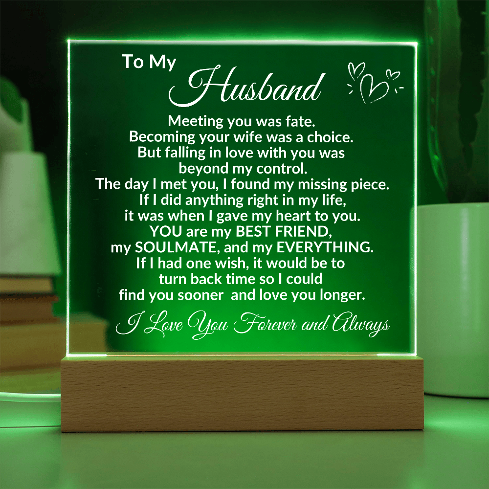 Personalized Acrylic Plaque for Husband – "To My Husband" Romantic Message – Custom Name Gift for Him from Wife – Sentimental Keepsake for Anniversary, Birthday, or Father's Day