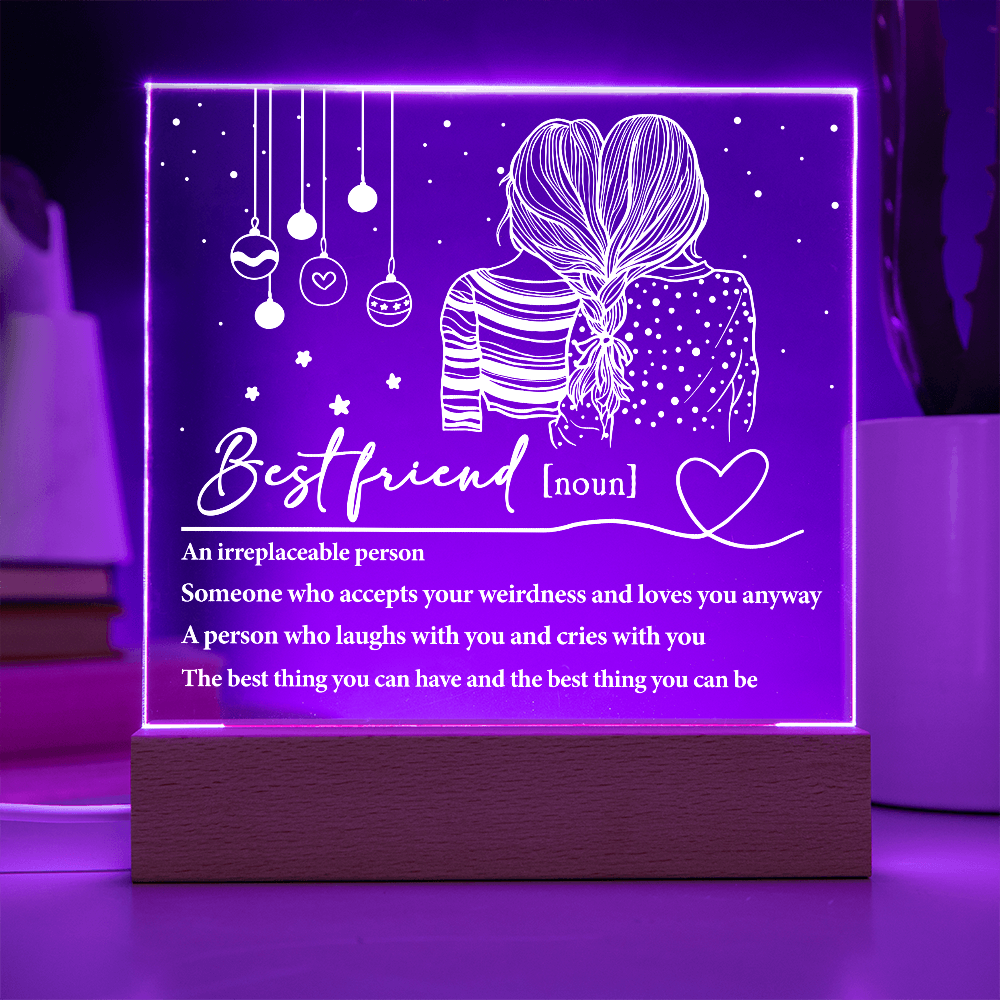 Best Friend Definition Acrylic Plaque – Friendship LED Light Gift | Thoughtful Christmas, Birthday Present for Bestie, Sister, or Soulmate