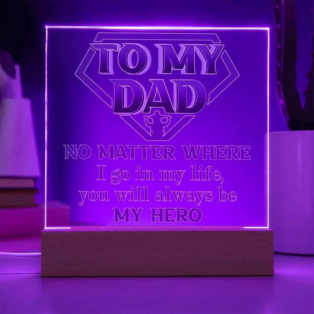 Dad Superhero Award Acrylic Plaque You Will Always Be My Hero