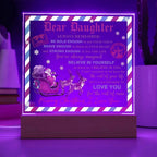 Daughter - Use Your Voice Christmas Acrylic Square Plaque with LED Wooden Base