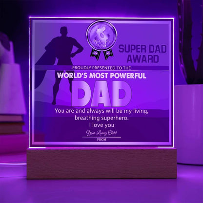 Super Dad Award World's Most Powerful Dad Personalized Acrylic Plaque - Mallard Moon Gift Shop