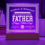 Funny Personalized Father's Day Gift "World’s Greatest Farter" Certificate Acrylic Plaque with LED Light Base