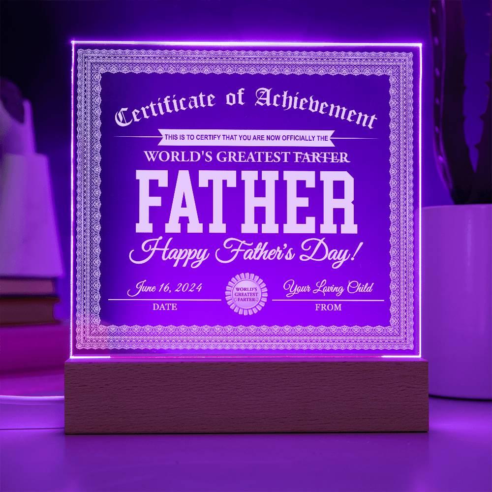 Dad Gift - World's Greatest Farter Funny Personalized Acrylic Plaque - Mallard Moon Gift Shop