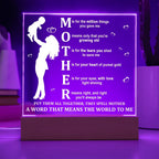 Mother Acrylic LED Plaque – A Word That Means the World to Me | Heartfelt Mother's Day Gift
