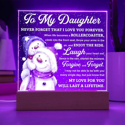 Daughter Gift - Enjoy The Ride Acrylic Square Plaque with LED Wooden Base - Mallard Moon Gift Shop