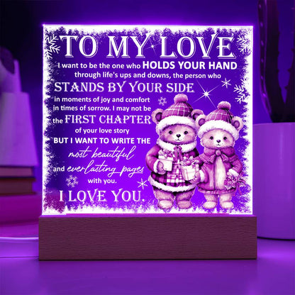 To My Love Acrylic Plaque – Romantic Winter Bears LED Light Gift | Christmas Love Keepsake for Him or Her