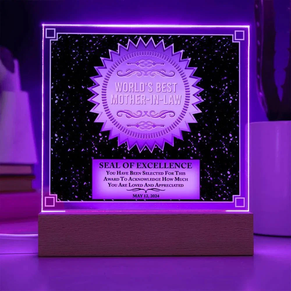 Mother-in-law Seal of Excellence Acrylic Plaque Mother's Day Gift