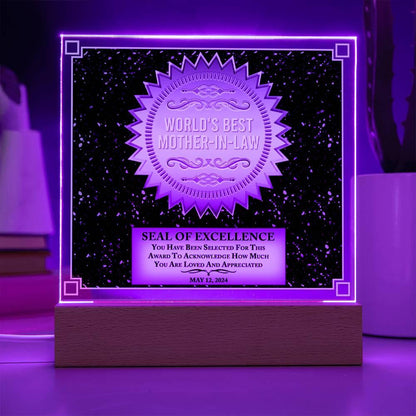 Mother-in-law Seal of Excellence Acrylic Plaque Mother's Day Gift - Mallard Moon Gift Shop