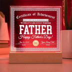 Funny Personalized Father's Day Gift "World’s Greatest Farter" Certificate Acrylic Plaque with LED Light Base