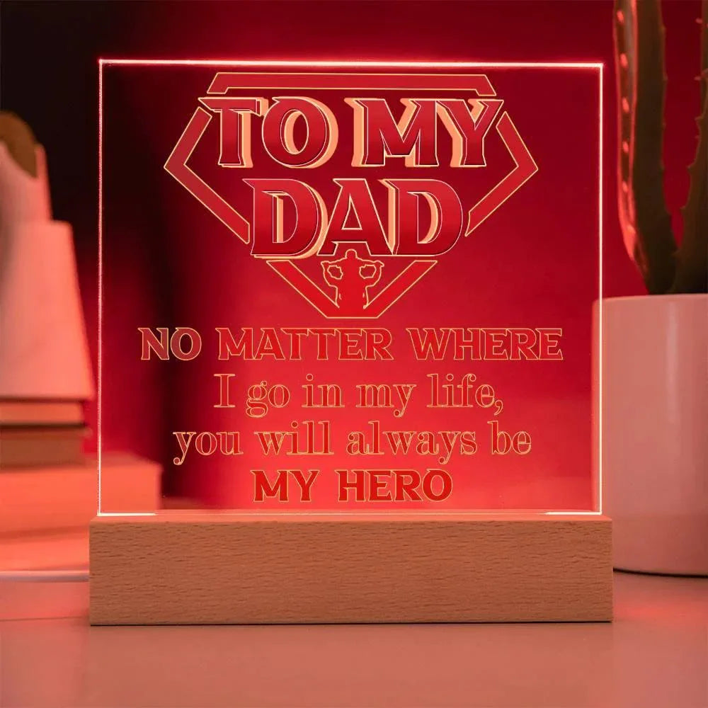 Dad Superhero Award Acrylic Plaque You Will Always Be My Hero