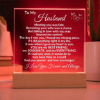 Personalized Acrylic Plaque for Husband – "To My Husband" Romantic Message – Custom Name Gift for Him from Wife – Sentimental Keepsake for Anniversary, Birthday, or Father's Day
