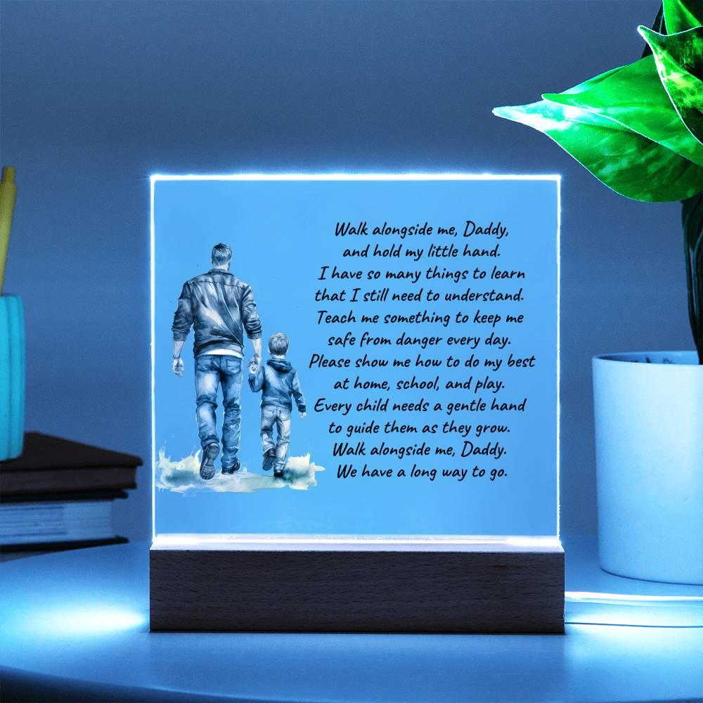 Father and Son Walk Alongside Me, Daddy Personalized Acrylic Plaque - Mallard Moon Gift Shop