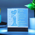I Love You - Romantic Acrylic LED Plaque – Heartfelt Gift for Wife, Husband, or Partner | Illuminated Poem Keepsake