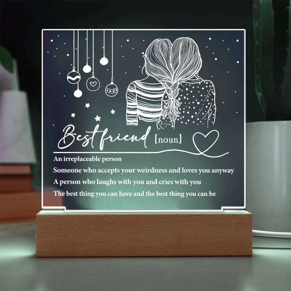 Best Friend Definition Acrylic Plaque – Friendship LED Light Gift | Thoughtful Christmas, Birthday Present for Bestie, Sister, or Soulmate