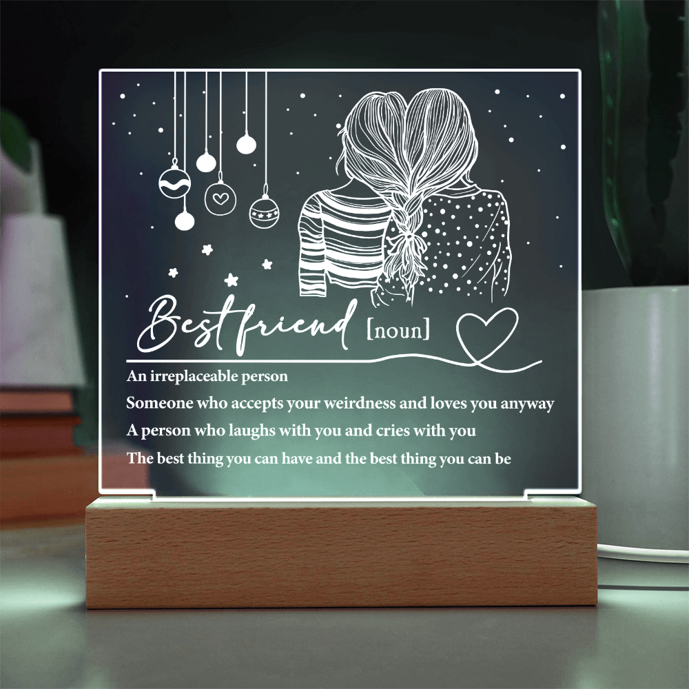 Best Friend Definition Acrylic Plaque – Friendship LED Light Gift | Thoughtful Christmas, Birthday Present for Bestie, Sister, or Soulmate